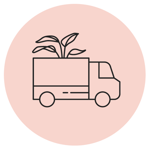 Same day indoor plant and gift delivery service Melbourne and Geelong. This is our icon of a delivery truck with foliage. 