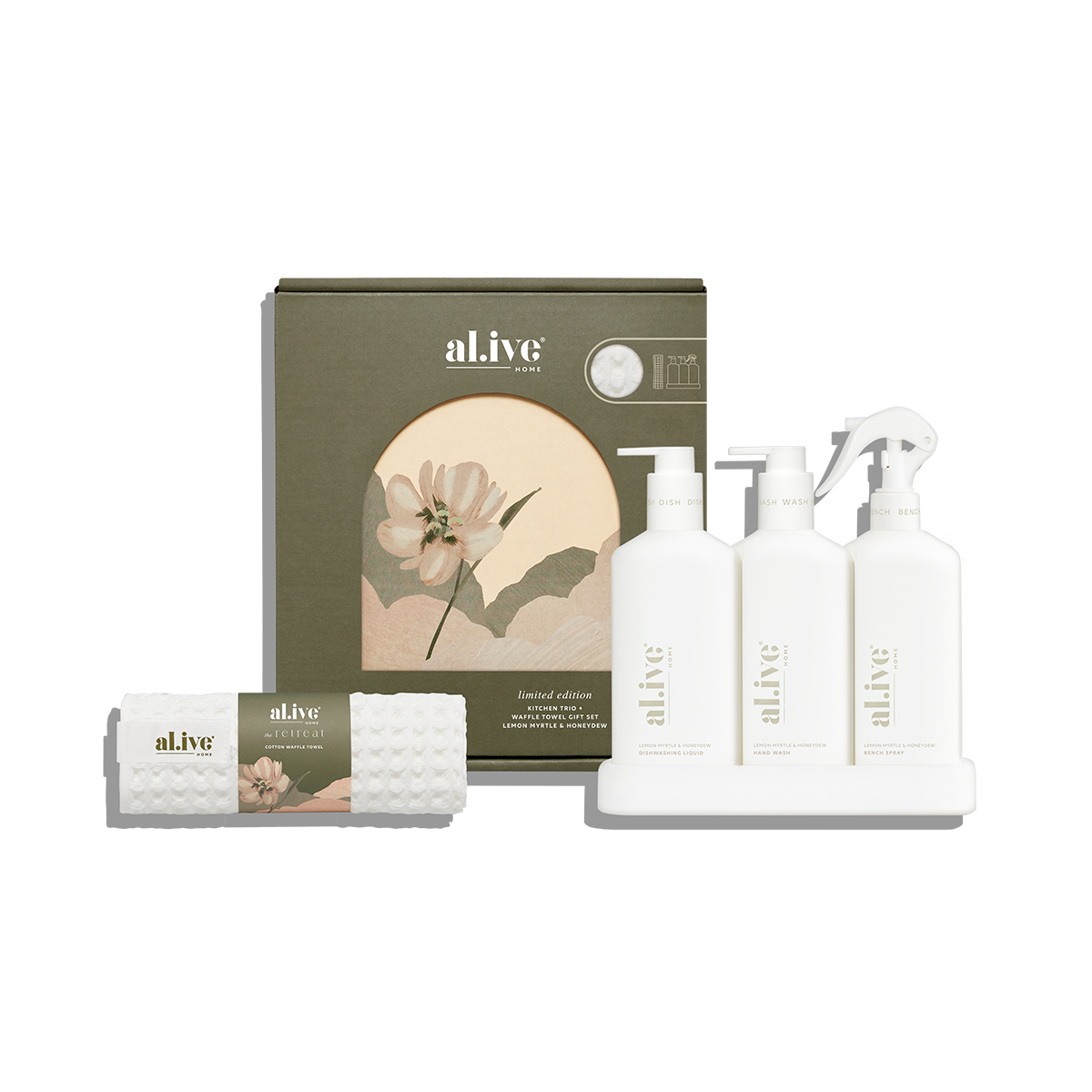 al.ive Kitchen Trio & Towel Gift Set - Lemon Myrtle & Honeydew